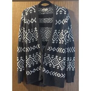 Boho Aztec Cardigan Soft Knit Button Front Hollister Geometric Sweater S